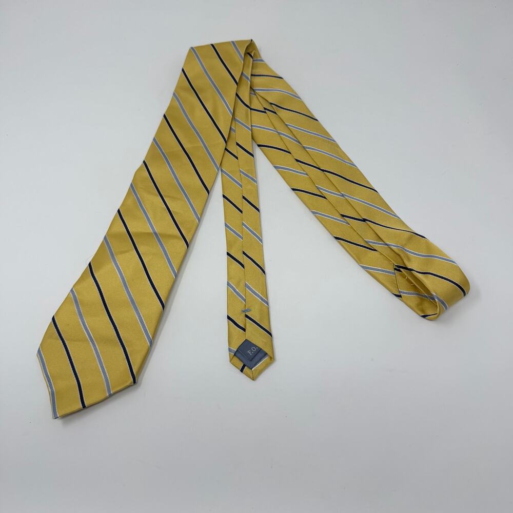 Vintage Forsyth Yellow Striped Silk Tie Hand Sewn